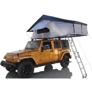 SRT01E-76 soft shell rooftop tent mounted on a 4x4 vehicle