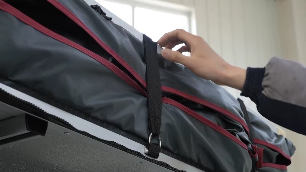 SUV Camping Tent Securing Strap Detail
