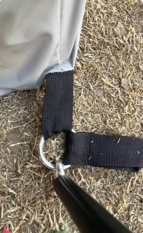 Tent Webbing Strap and Metal Ring Detail
