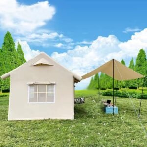 House shape inflatable camping tent with durable outdoor structure for family camping
