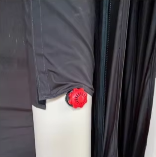 Red Valve on an Inflatable Tent Tube